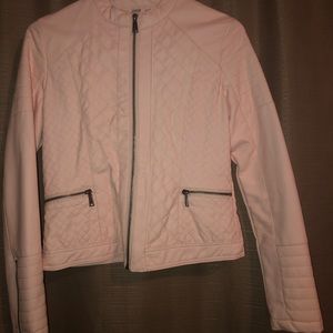 Girls JouJouFaux Leather Jacket - Light Pink